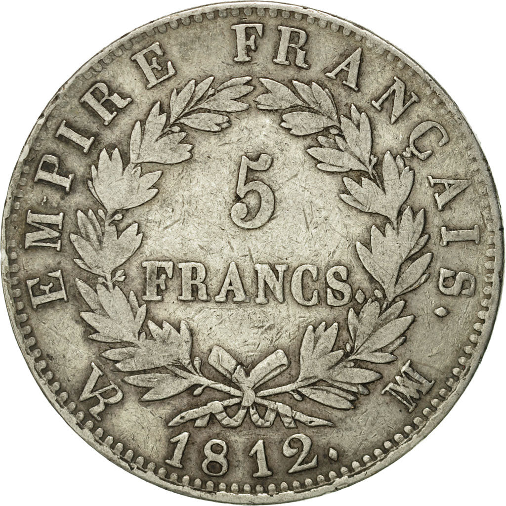 Coin, France, Napoléon I, 5 Francs, 1812, Marseille, VF(30-35), Silver