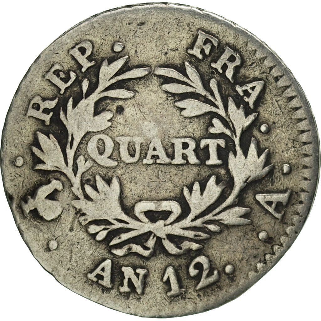 Francia, Napoléon I, 1/4 Franc, AN 12, Paris, B+, Argento, KM:653.1