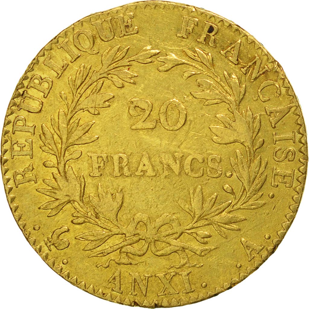 France, Napoléon I, 20 Francs, An XI, Paris, EF(40-45), Gold, KM:651