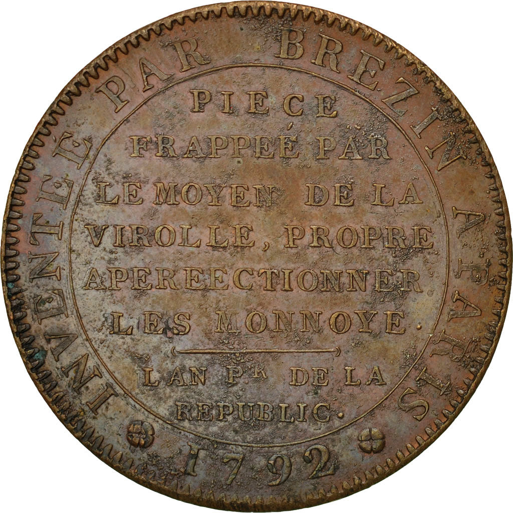 Moneda, Francia, Essai de Brézin à la Paix (Monnoye), Essai, 1792, EBC, Cobre