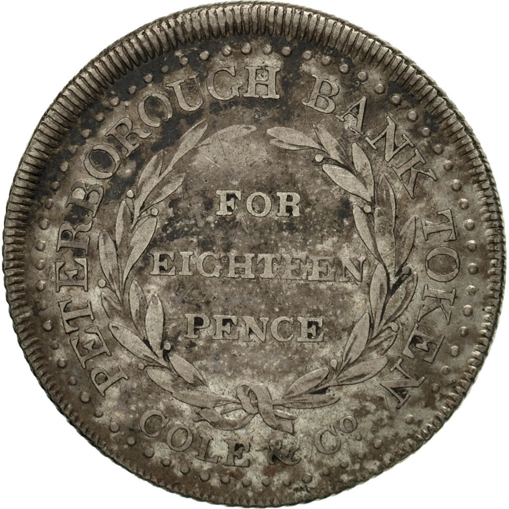 Coin, Great Britain, Peterborouch Bank Token, 18 Pence, 1811, VF(30-35), Silver