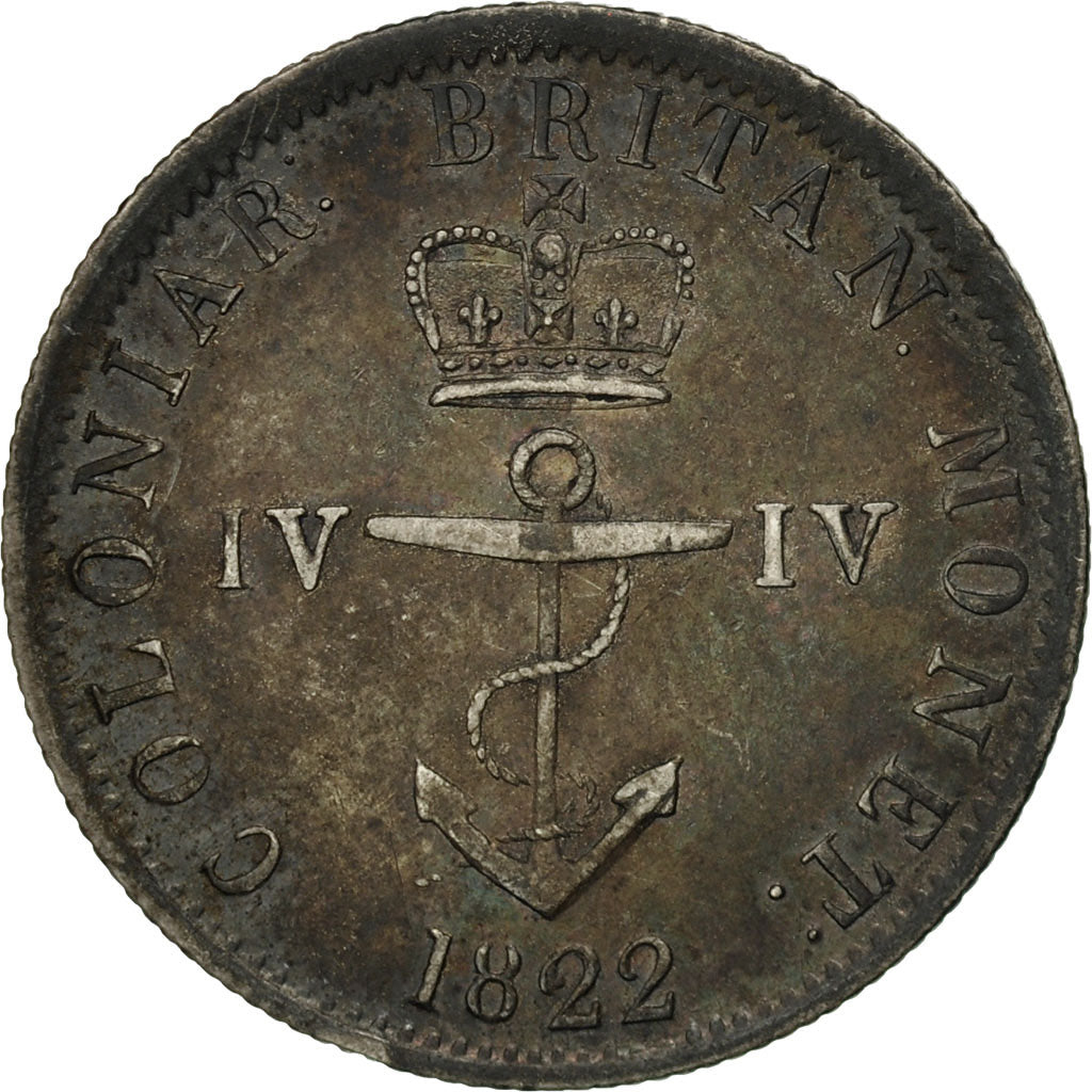 Coin, British West Indies, 1/4 Dollar, 1822, AU(55-58), Silver, KM:3