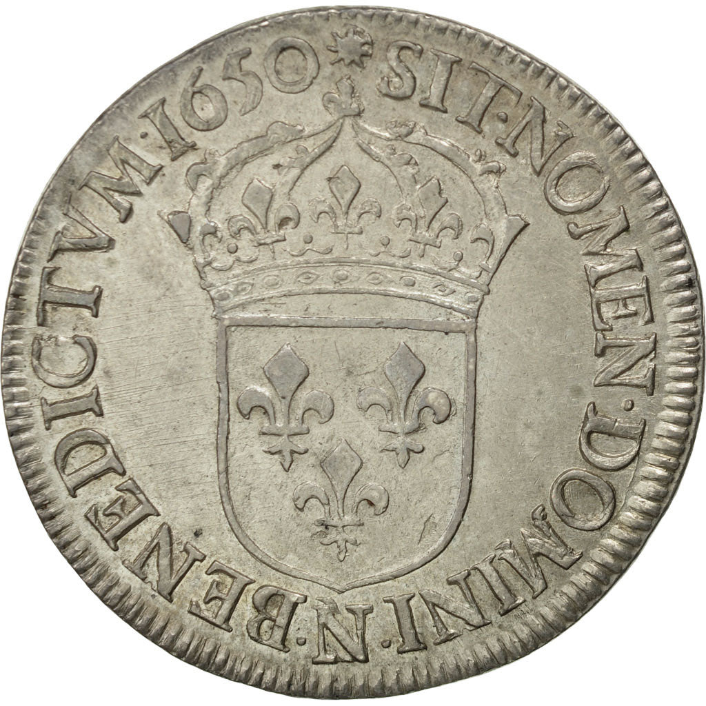 Münze, Frankreich, Louis XIV, Écu à la mèche longue, Ecu, 1650, Montpellier