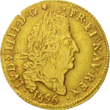 Coin, France, Louis XIV, 1/2 Louis d'or aux 4 L, 1/2 Louis d'or, 1696, Caen