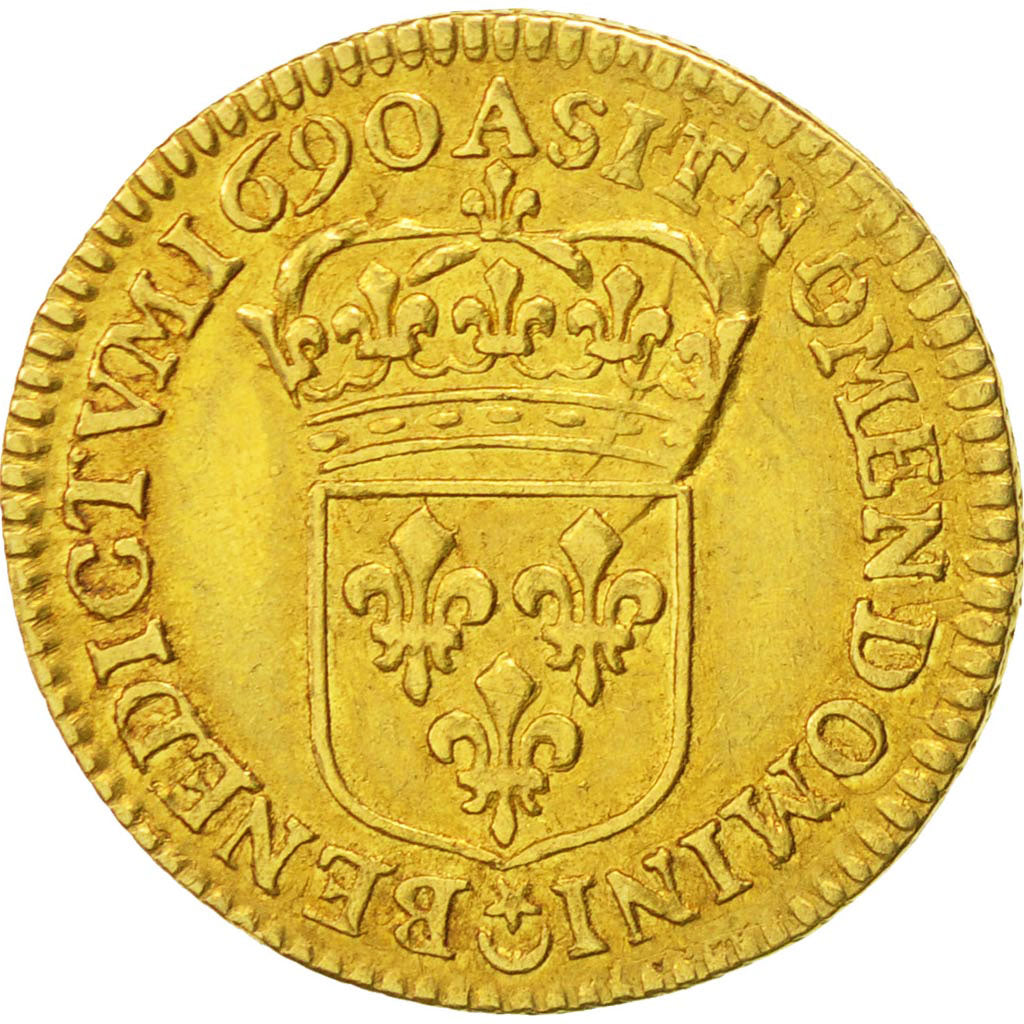 Moneta, Francia, Louis XIV, 1/2 Louis d'or à l'écu, 1/2 Louis d'or, 1690