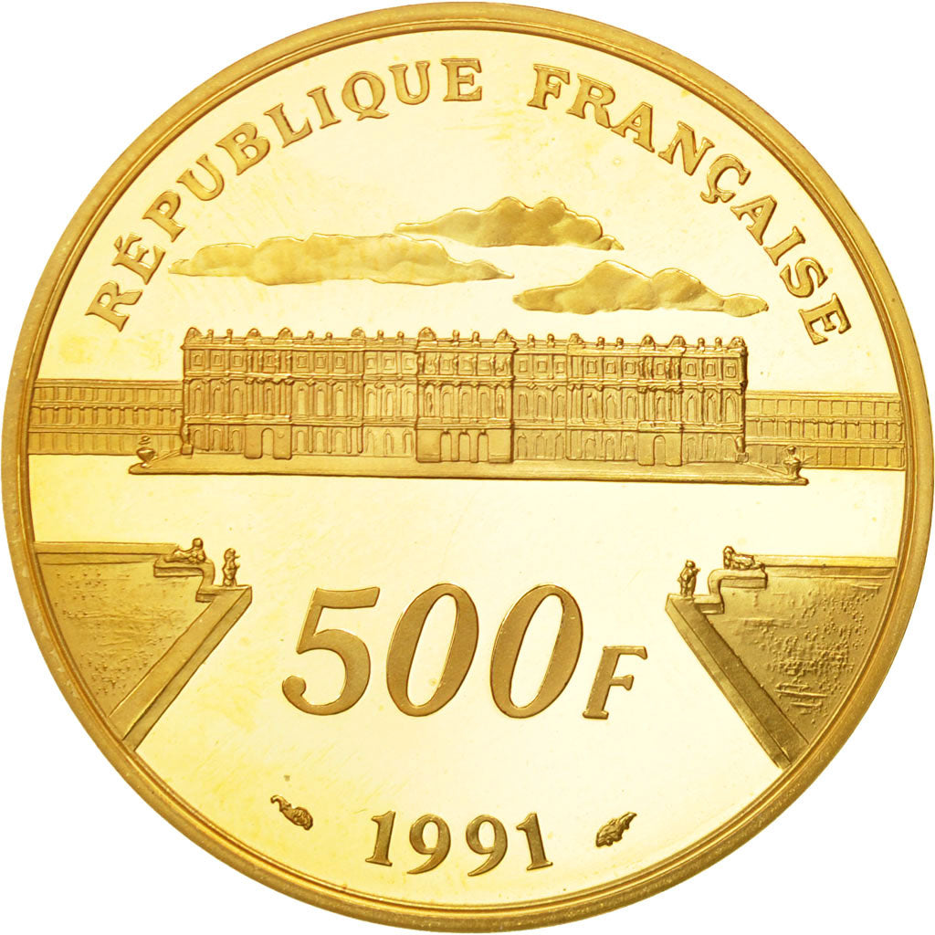 France, Mozart, 500 Francs, 1991, Paris, MS(65-70), Gold, KM:1001, Gadoury:C15