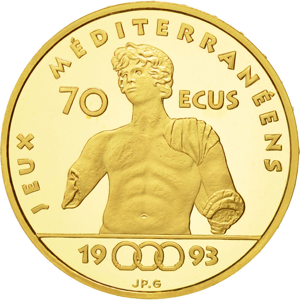 Coin, France, Ephèbe d'Agde, 500 Francs-70 Ecus, 1993, Paris, MS(65-70), Gold