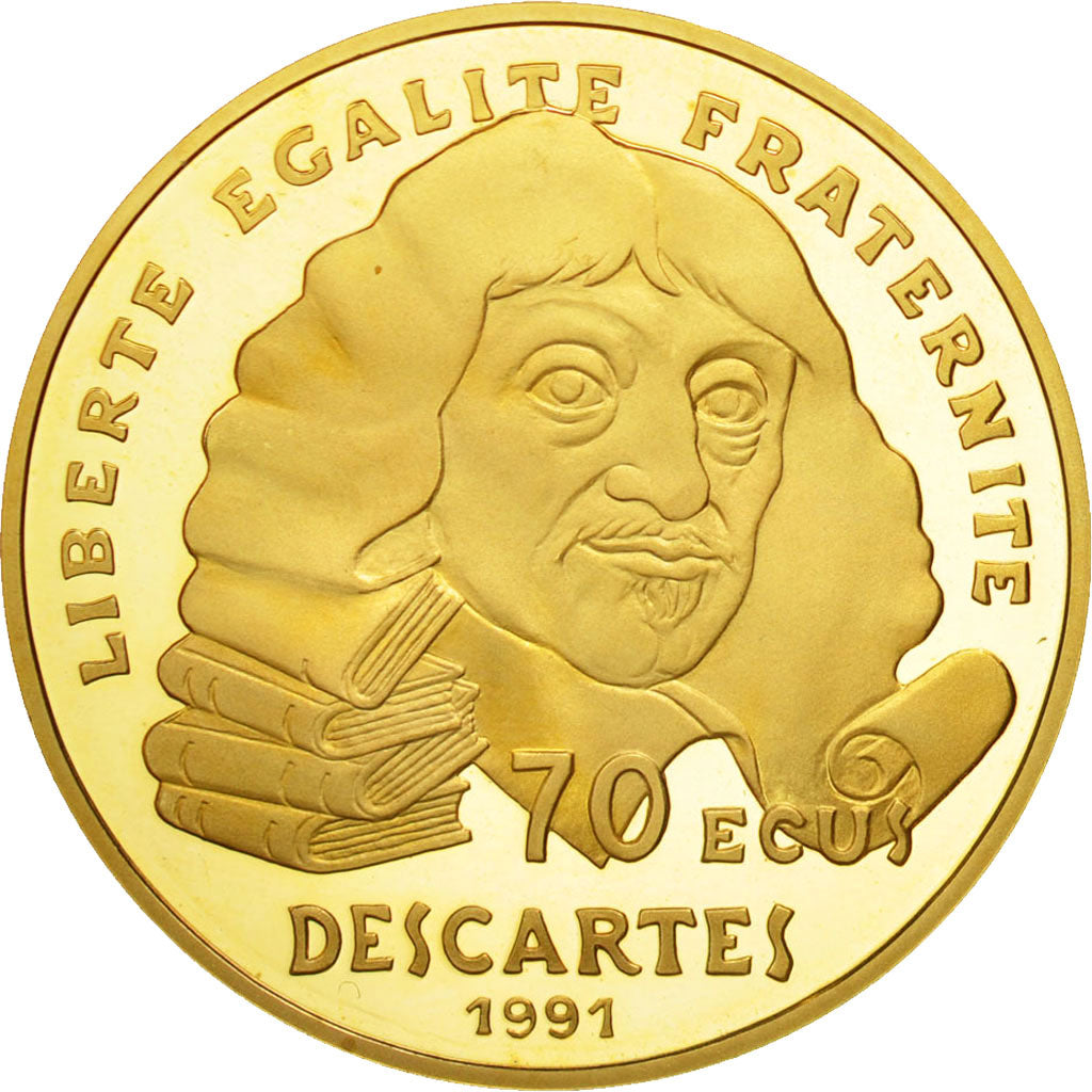 Coin, France, Descartes, 500 Francs-70 Ecus, 1991, Paris, MS(65-70), Gold