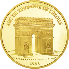Munten, Frankrijk, Arc de Triomphe, 500 Francs-70 Ecus, 1993, Paris, FDC, Goud