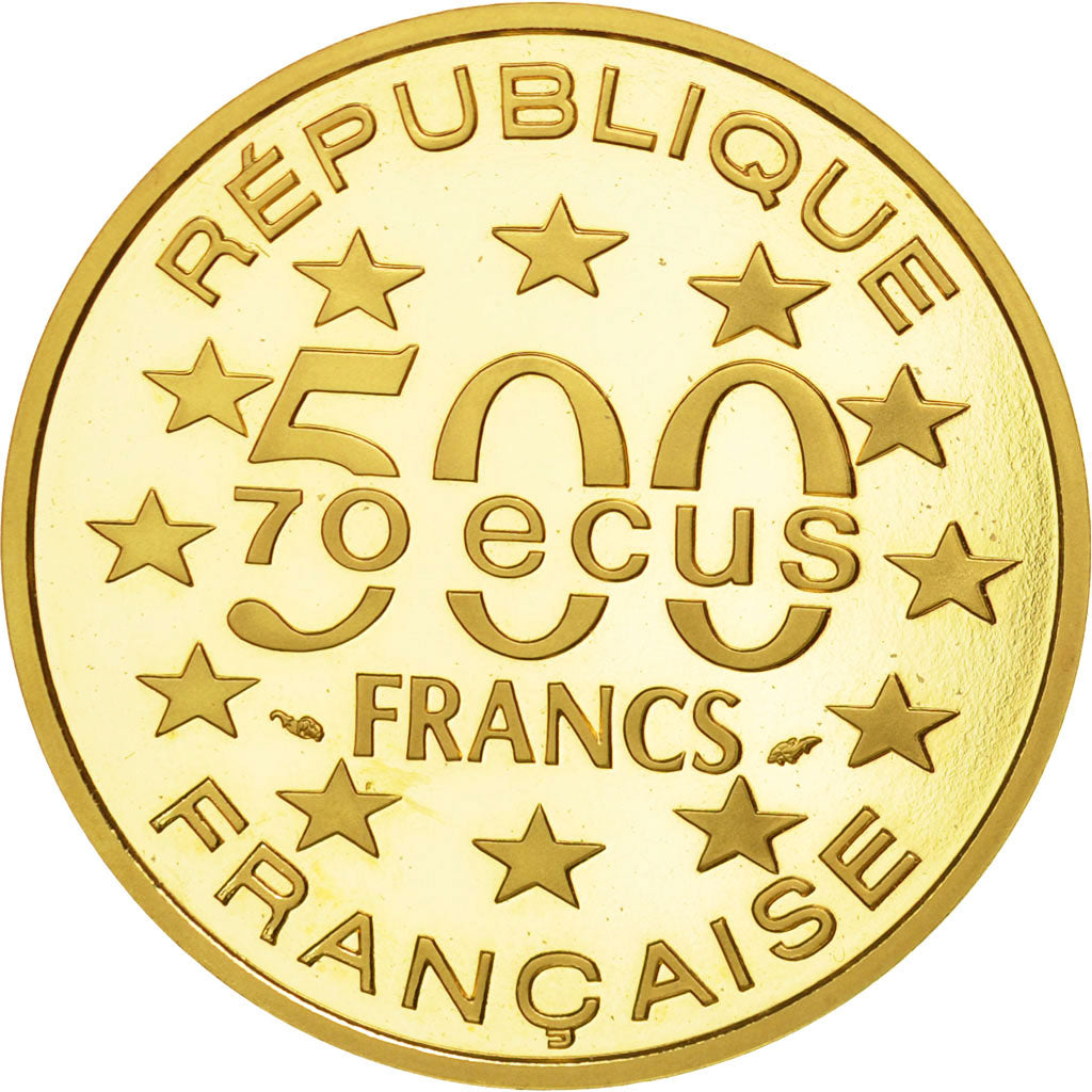 Coin, France, Arc de Triomphe, 500 Francs-70 Ecus, 1993, Paris, MS(65-70), Gold