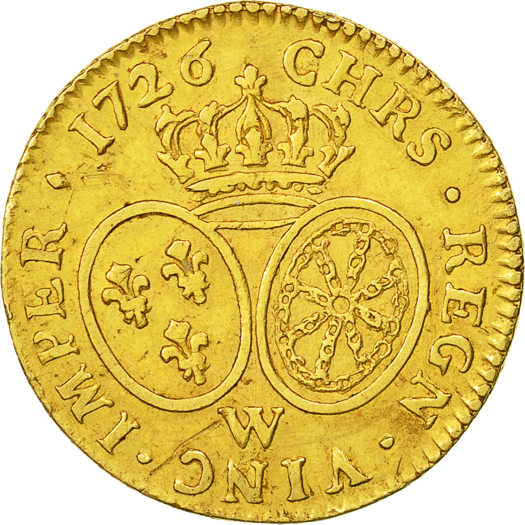 Coin, France, Louis XV, Louis d'or aux lunettes, Louis d'Or, 1726, Lille