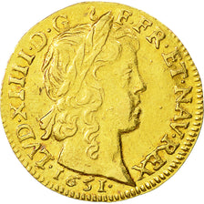 France, Louis XIV, Louis d'or à la mèche longue, 1651, Limoges, KM:157.10