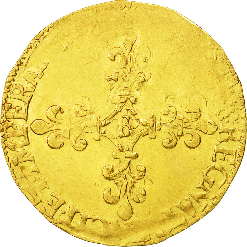 Coin, France, Charles IX, Ecu d'or, Rouen, VF(20-25), Gold, Sombart:4904