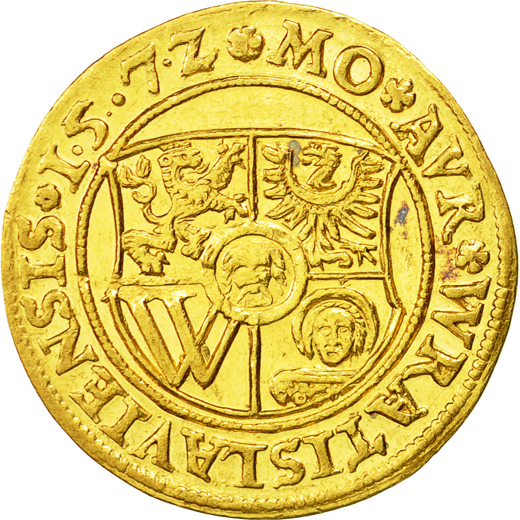 Coin, German States, BRESLAU, Maximilians II, Ducat, 1572, MS(63), Gold, KM:74