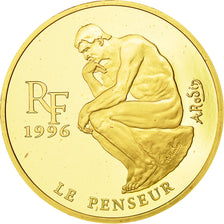 Moneta, Francia, Le Penseur de Rodin, 500 Francs-75 Euro, 1996, Paris, SPL, Oro
