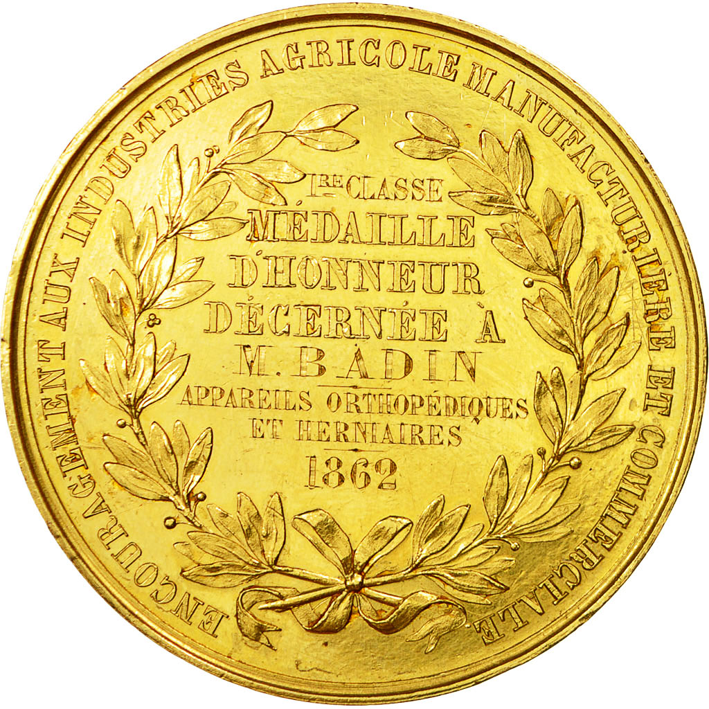 Frankreich, Medal, Académie Agricole Manufacturière, 1862, VZ, Gold