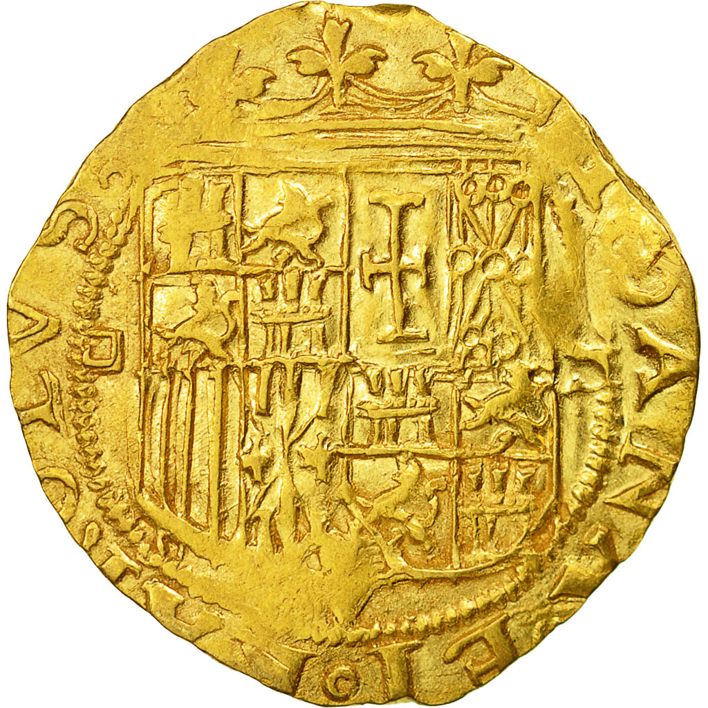 Spain, Jeanne et Charles, Escudo, Seville, EF(40-45), Gold