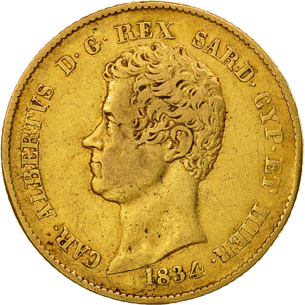 Munten, Italiaanse staten, SARDINIA, Carlo Alberto, 20 Lire, 1834, Torino, FR+
