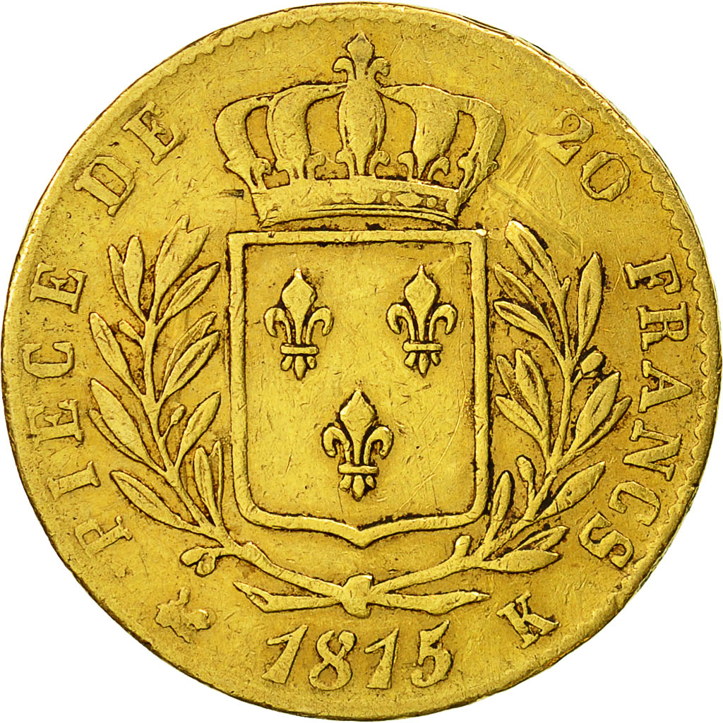 Coin, France, Louis XVIII, Louis XVIII, 20 Francs, 1815, Bordeaux, EF(40-45)