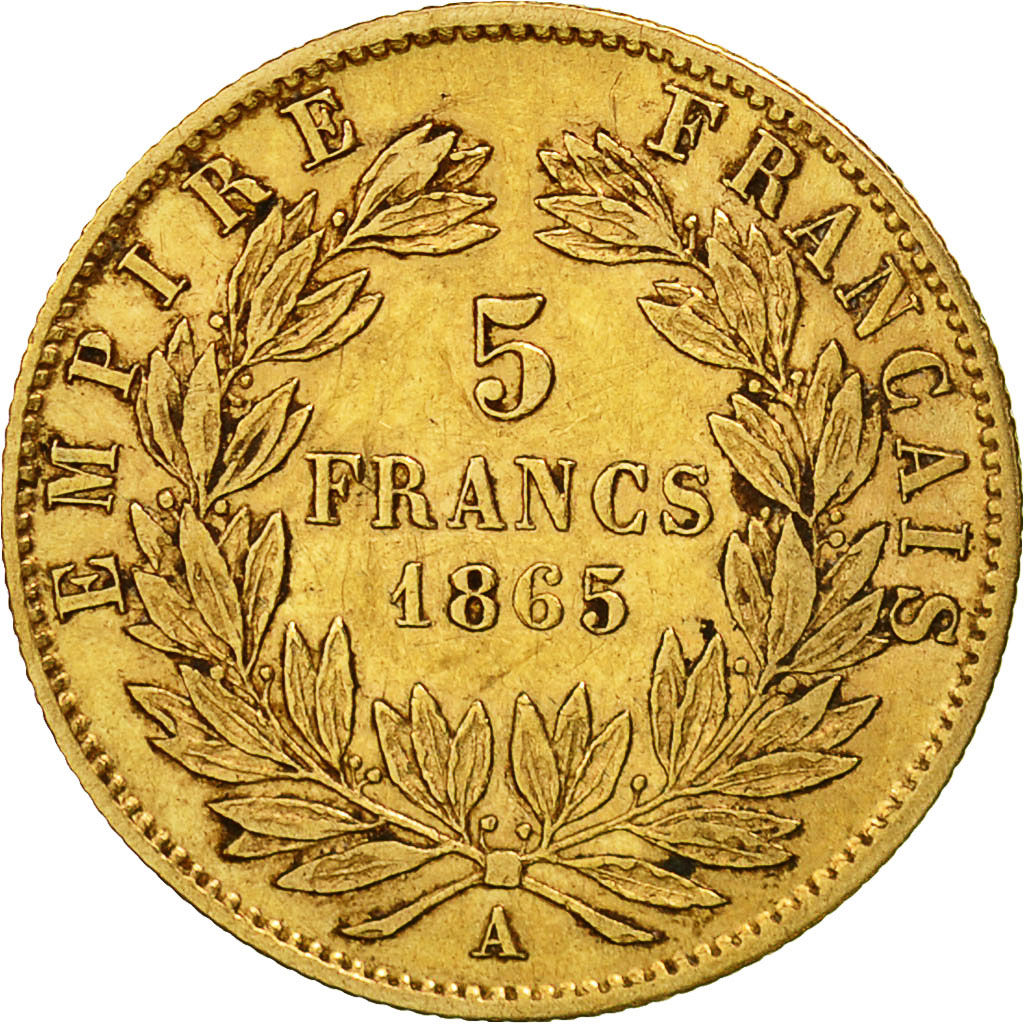 France, Napoleon III, 5 Francs, 1865, Paris, TTB, Or, KM:803.1