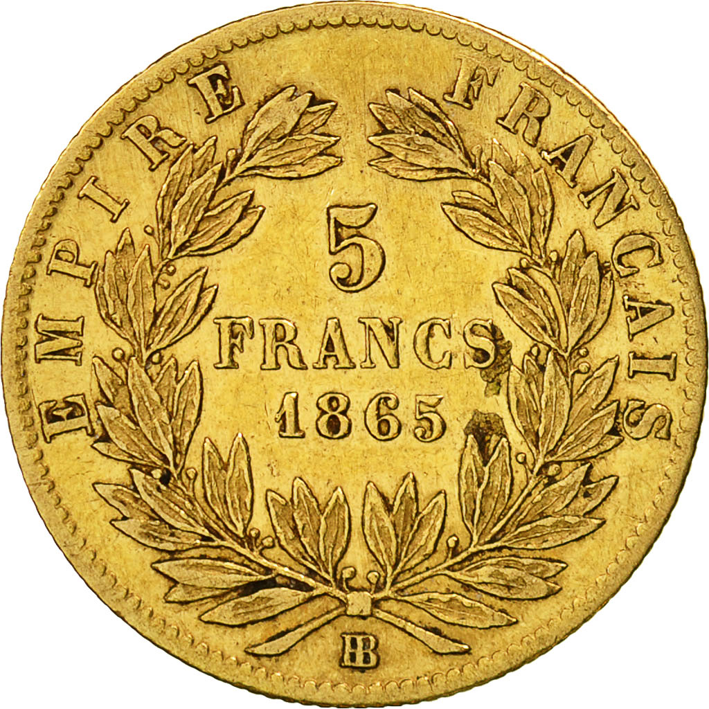 Coin, France, Napoleon III, Napoléon III, 5 Francs, 1865, Strasbourg