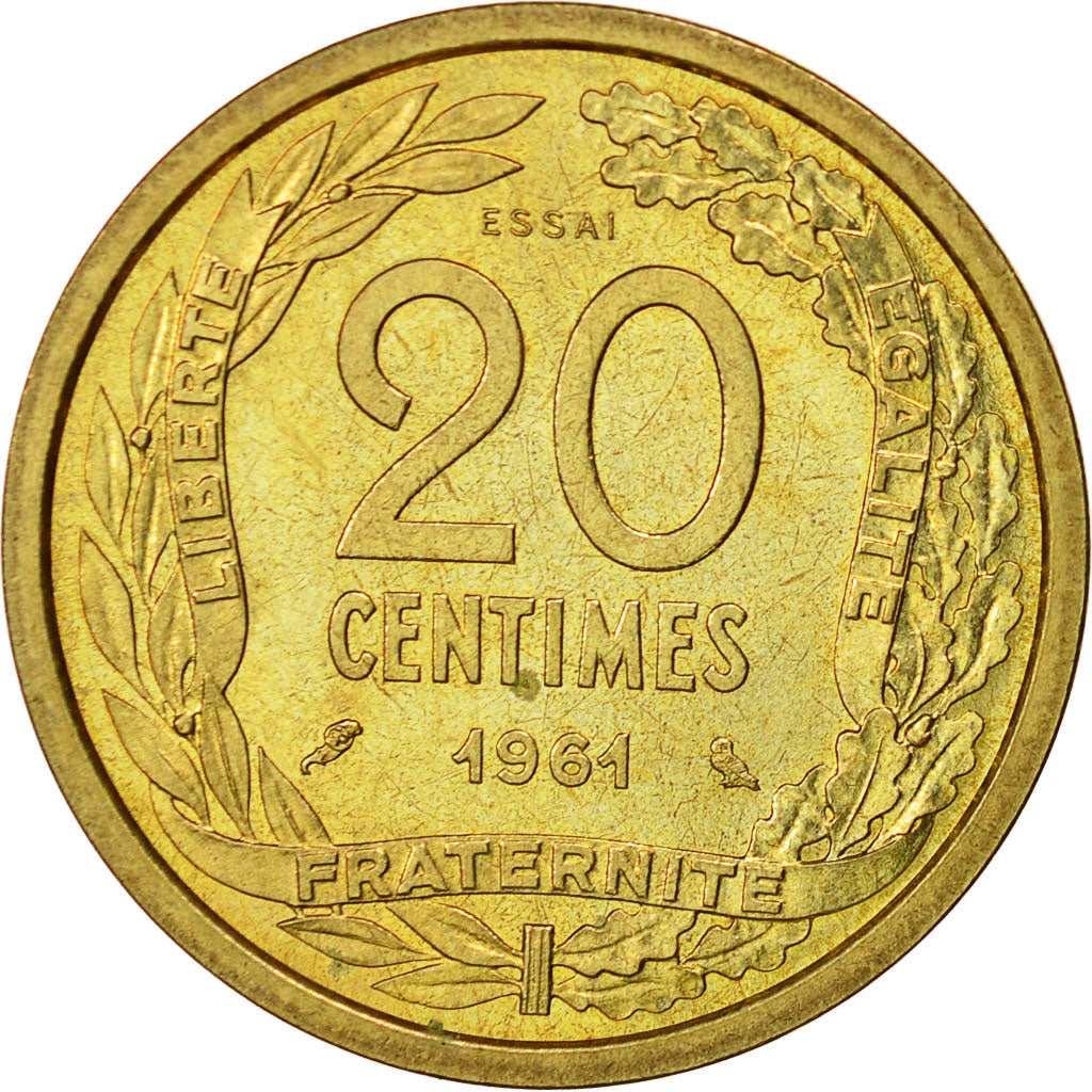 Coin, France, 20 Centimes, 1961, Paris, MS(63), Cupro-nickel Aluminium, KM:E106