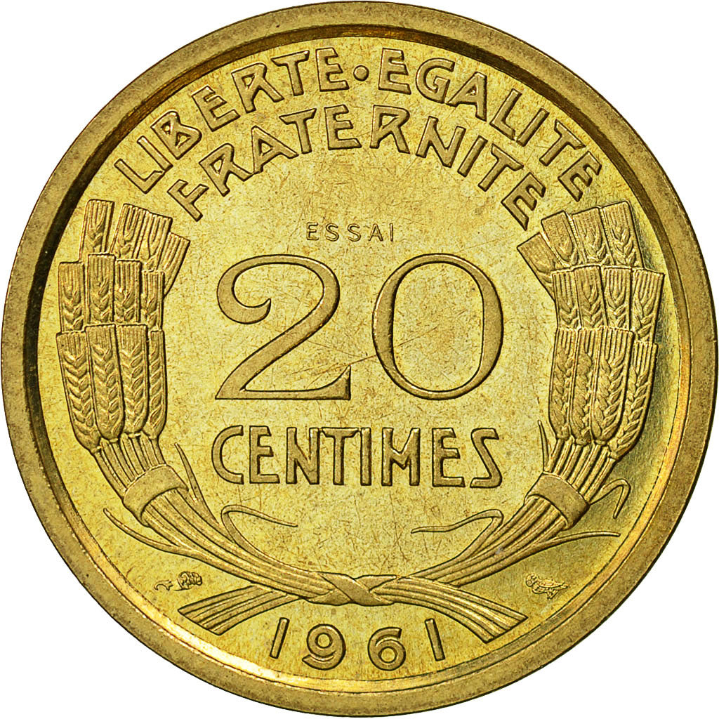 Coin, France, Essai de Cochet, 20 Centimes, 1961, Paris, MS(63), Cupro-nickel