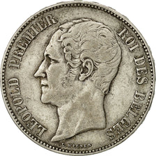 Bélgica, Leopold I, 5 Francs, 5 Frank, 1851, MBC, Plata, KM:17