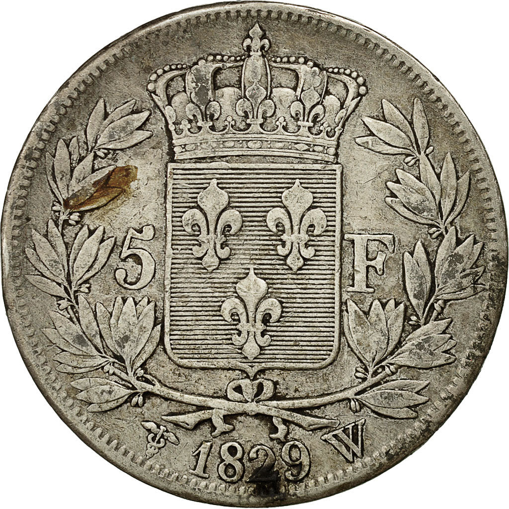 Coin, France, Charles X, 5 Francs, 1829, Lille, VF(30-35), Silver, KM:728.13