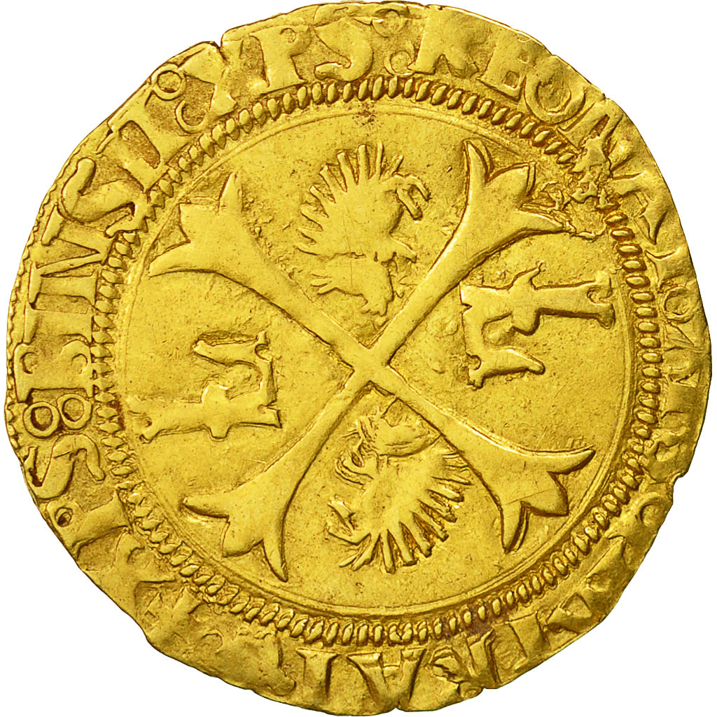 Moneta, Francia, Louis XII, Ecu d'or, Undated, Bayonne, BB, Oro, Duplessy:655