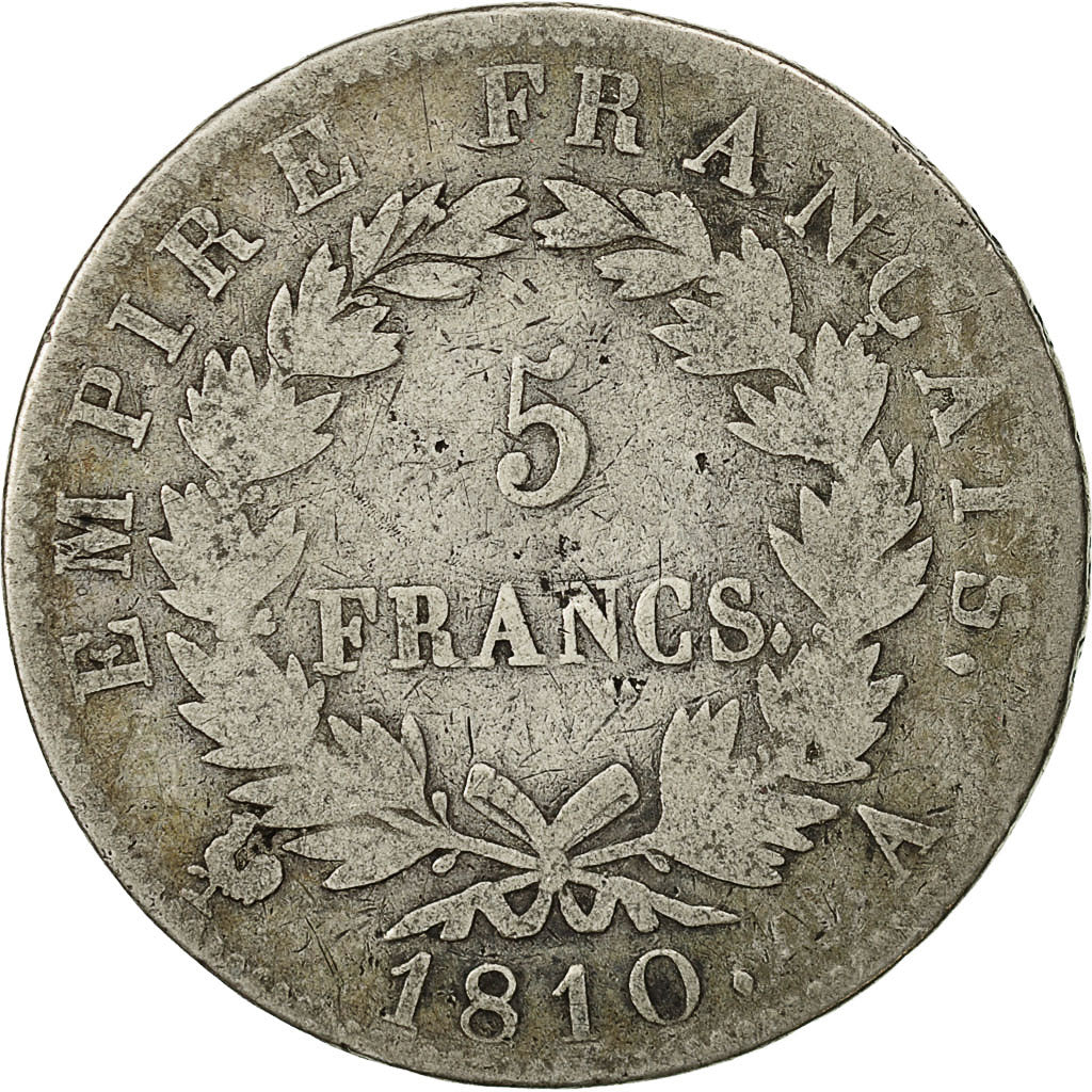 Coin, France, Napoléon I, 5 Francs, 1810, Paris, VF(20-25), Silver, KM:694.1