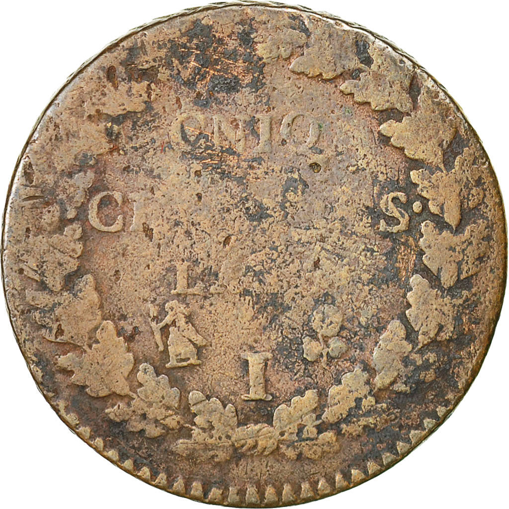 Coin, France, Dupré, 5 Centimes, AN 5, Limoges, F(12-15), Bronze, KM:640.7
