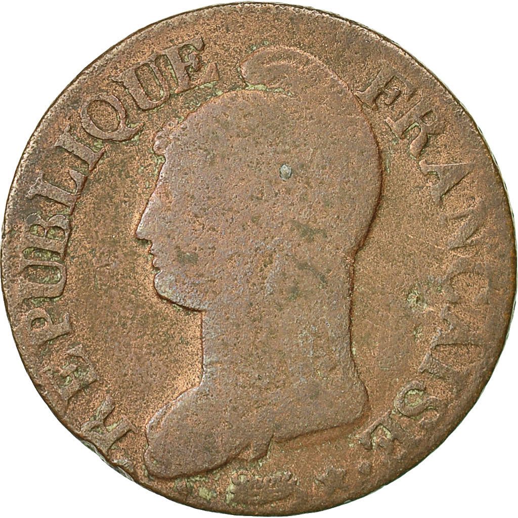 Moneta, Francia, Dupré, 5 Centimes, AN 5, Limoges, B+, Bronzo, KM:640.7