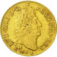 France, Louis XIV, Louis d'or aux 4 L, 1694, Lyons, EF(40-45), Gold, KM:302.6