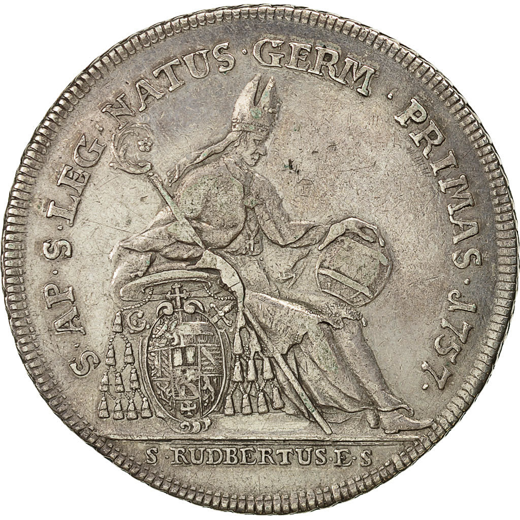 Munten, OOSTENRIJKSE STATEN, SALZBURG, Sigmund III, Thaler, 1757, ZF, Zilver