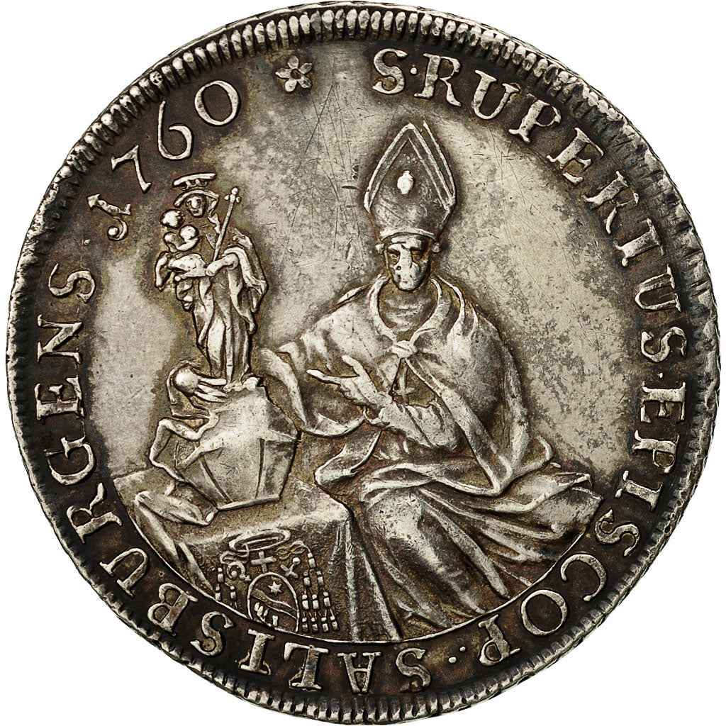 Coin, AUSTRIAN STATES, SALZBURG, Sigmund III, Thaler, 1760, AU(50-53), Silver