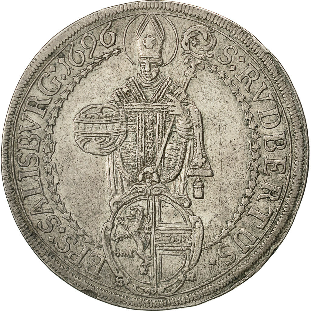 Monnaie, AUSTRIAN STATES, SALZBURG, Johann Ernst, Thaler, 1696, TTB+, Argent