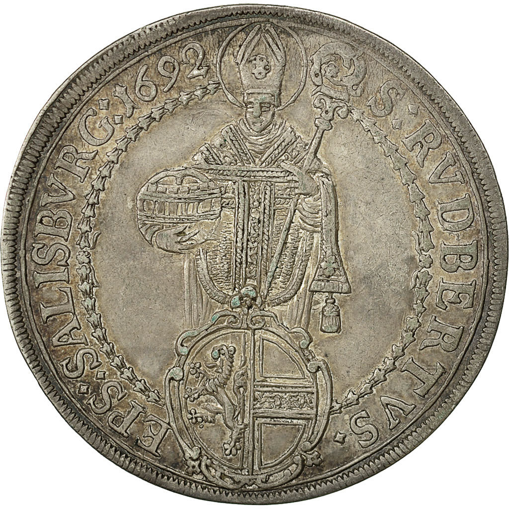 Coin, AUSTRIAN STATES, SALZBURG, Johann Ernst, Thaler, 1692, AU(55-58), Silver