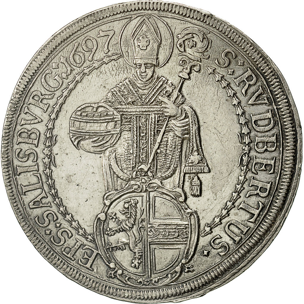 Coin, AUSTRIAN STATES, SALZBURG, Johann Ernst, Thaler, 1697, AU(50-53), Silver