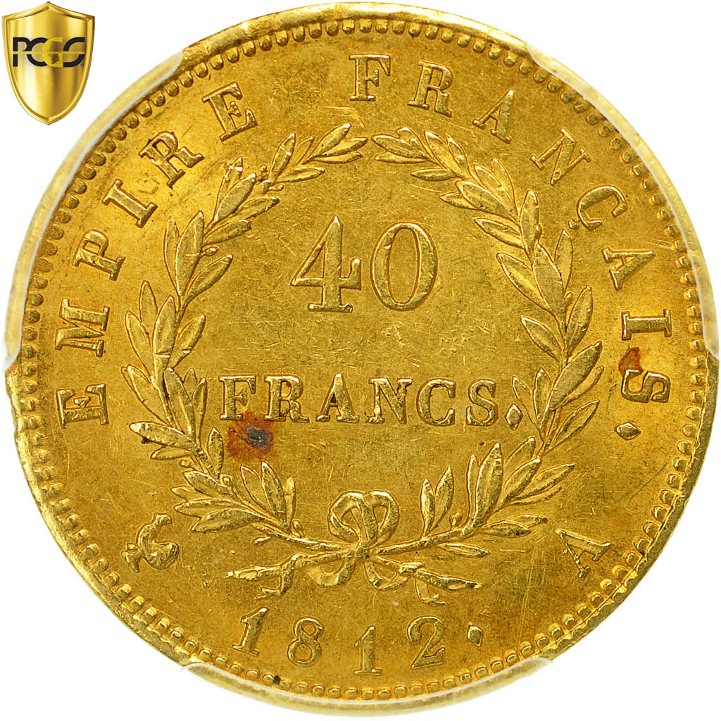 Coin, France, Napoléon I, 40 Francs, 1812, Paris, PCGS, AU58+, AU(55-58), Gold