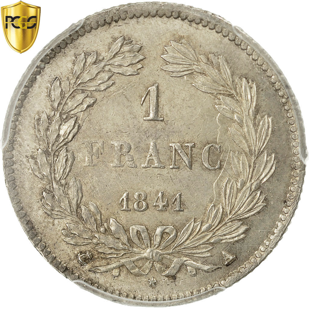 Coin, France, Louis-Philippe, Franc, 1841, Paris, PCGS, MS64, MS(64), Silver