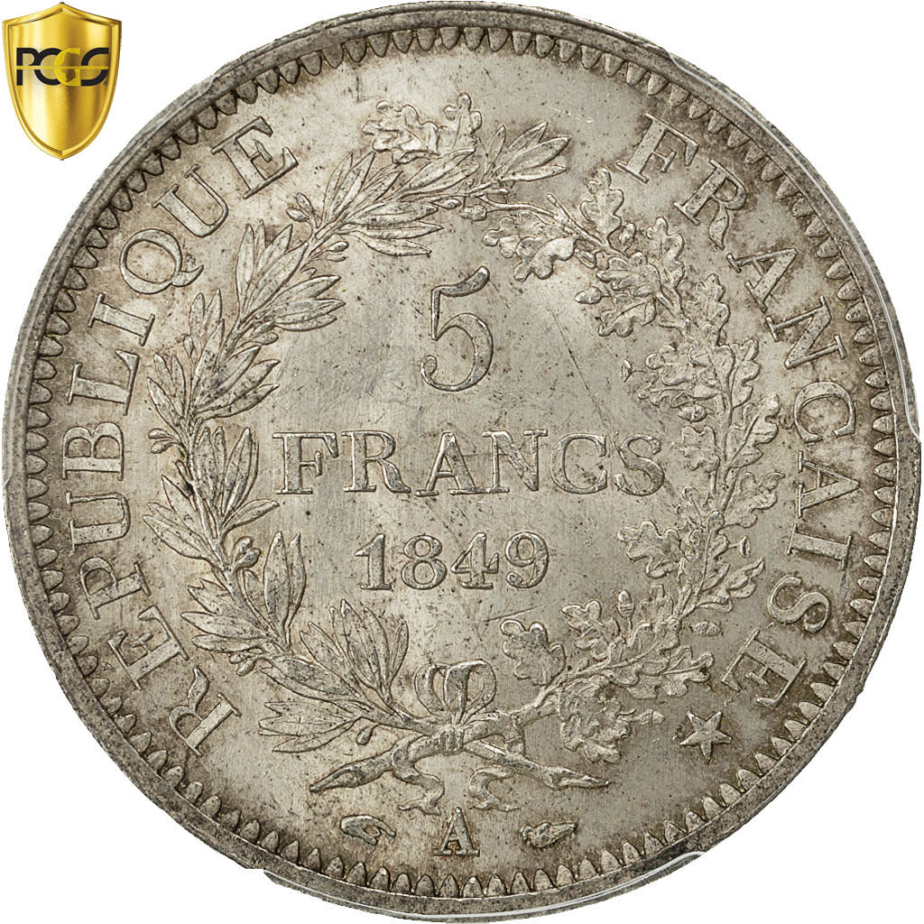 Coin, France, Hercule, 5 Francs, 1849, Paris, PCGS, MS65, MS(65-70), Silver