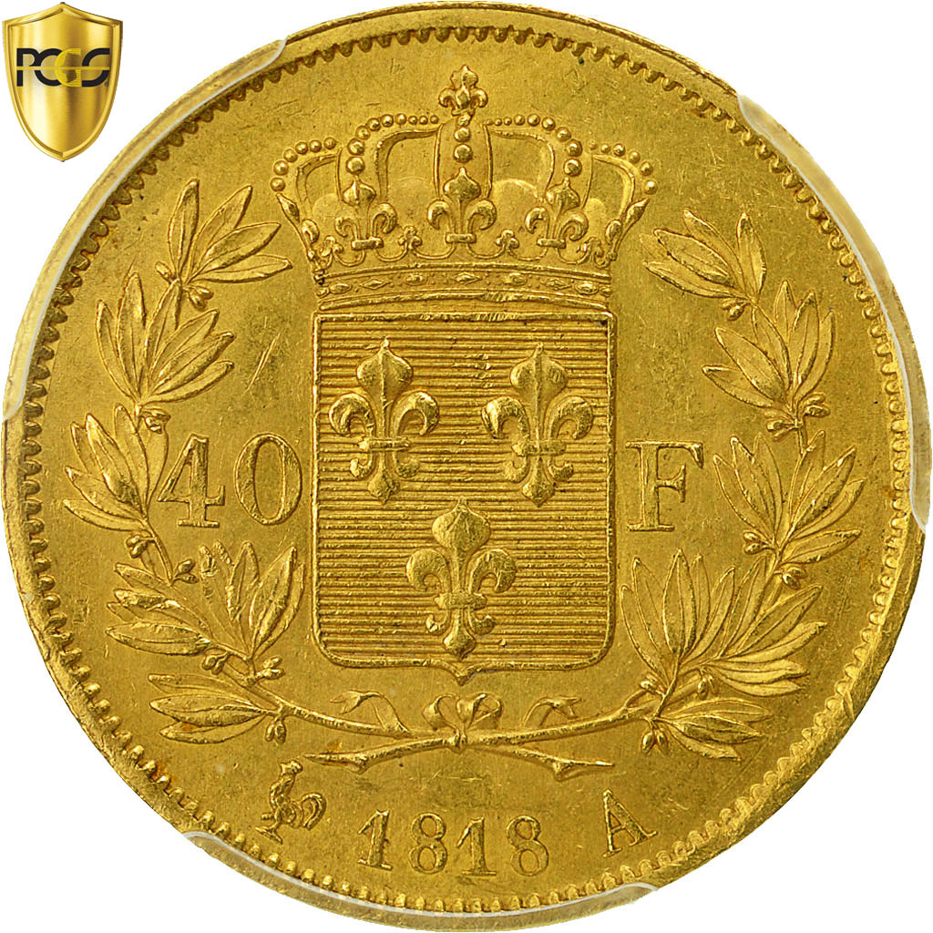 France, Louis XVIII, 40 Francs, 1818, Paris, PCGS, MS63, SPL, Or, KM:713.1