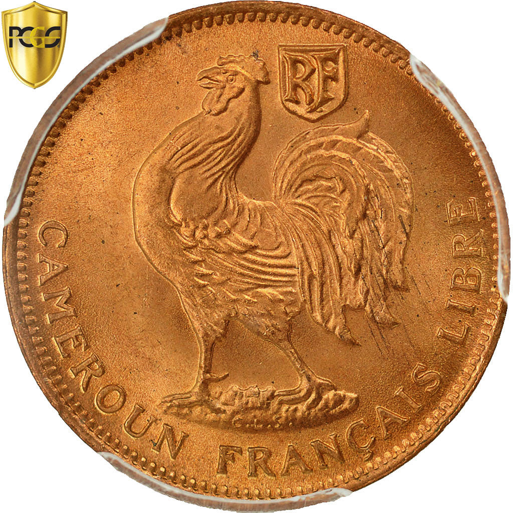 Cameroon, 50 Centimes, 1943, Pretoria, PCGS, MS67RD, Bronze, KM:6