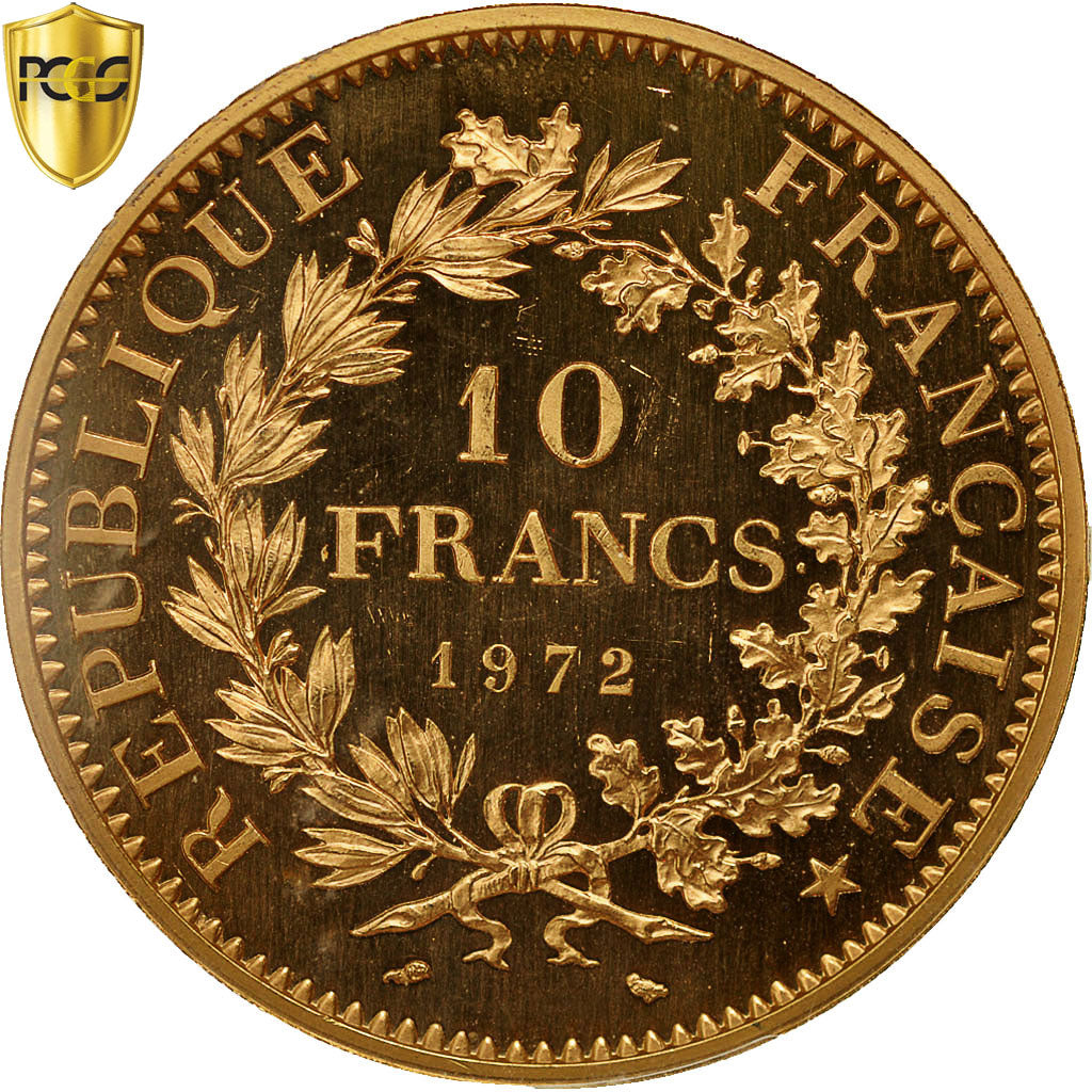 Francia, 10 Francs, 1972, Piefort, PCGS, SP67, FDC, Oro, KM:P459, graded