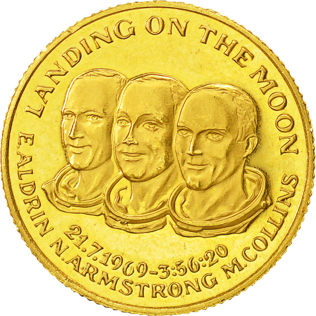France, Medal, Landing on the Moon, 1969, AU(55-58), Gold