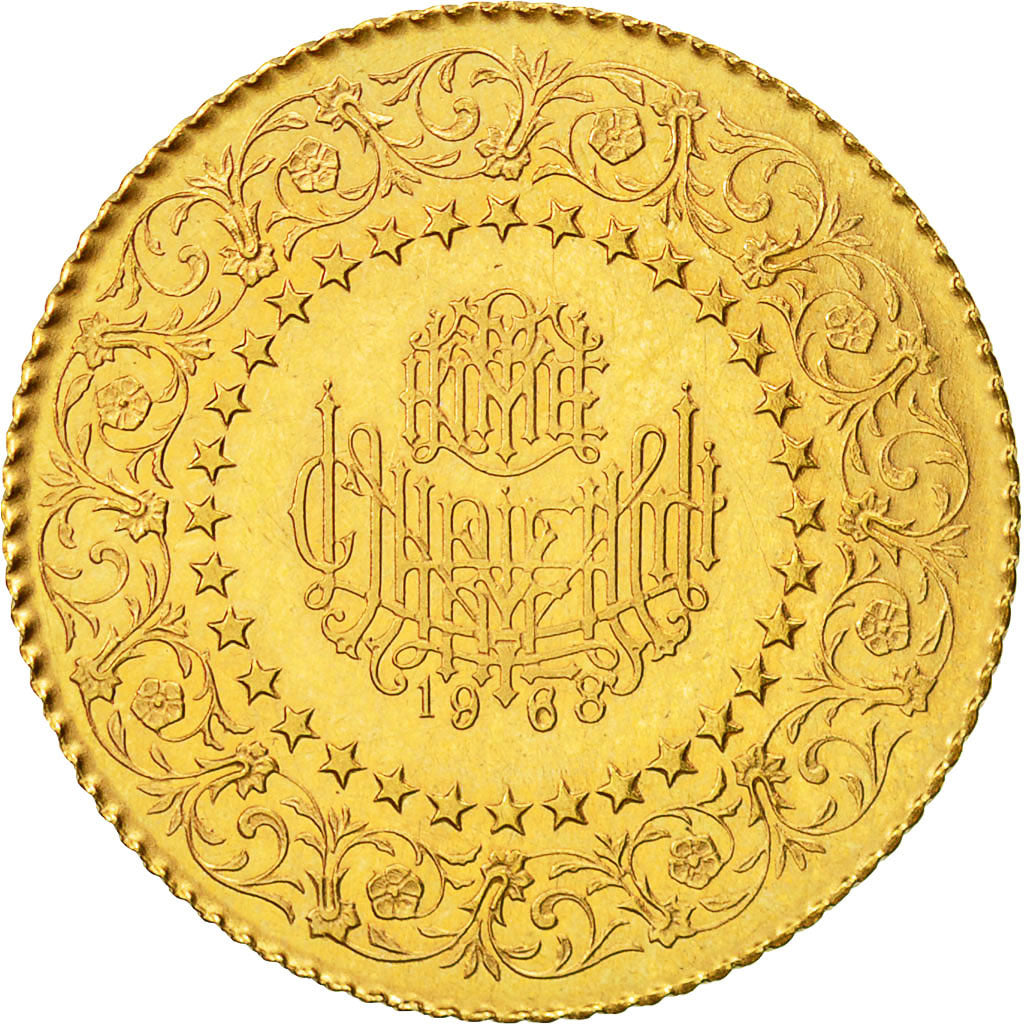 Turkey, 50 Kurush, 1968, AU(55-58), Gold, KM:871