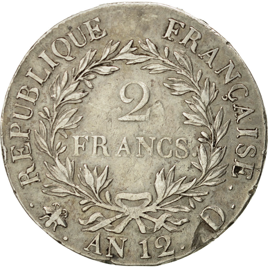 Coin, France, Napoléon I, 2 Francs, An 12 (1804), Lyons, EF(40-45), Silver