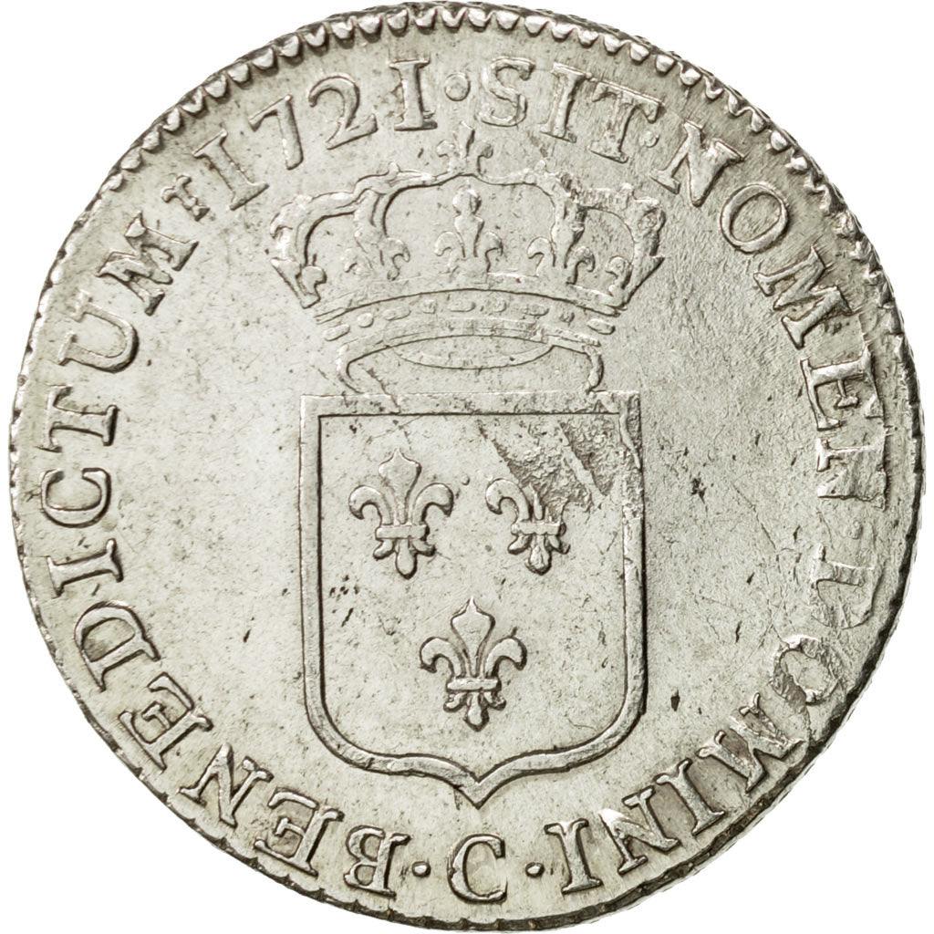 Münze, Frankreich, Louis XV, 1/3 Écu de France, 1/3 Ecu, 1721, Caen, SS+