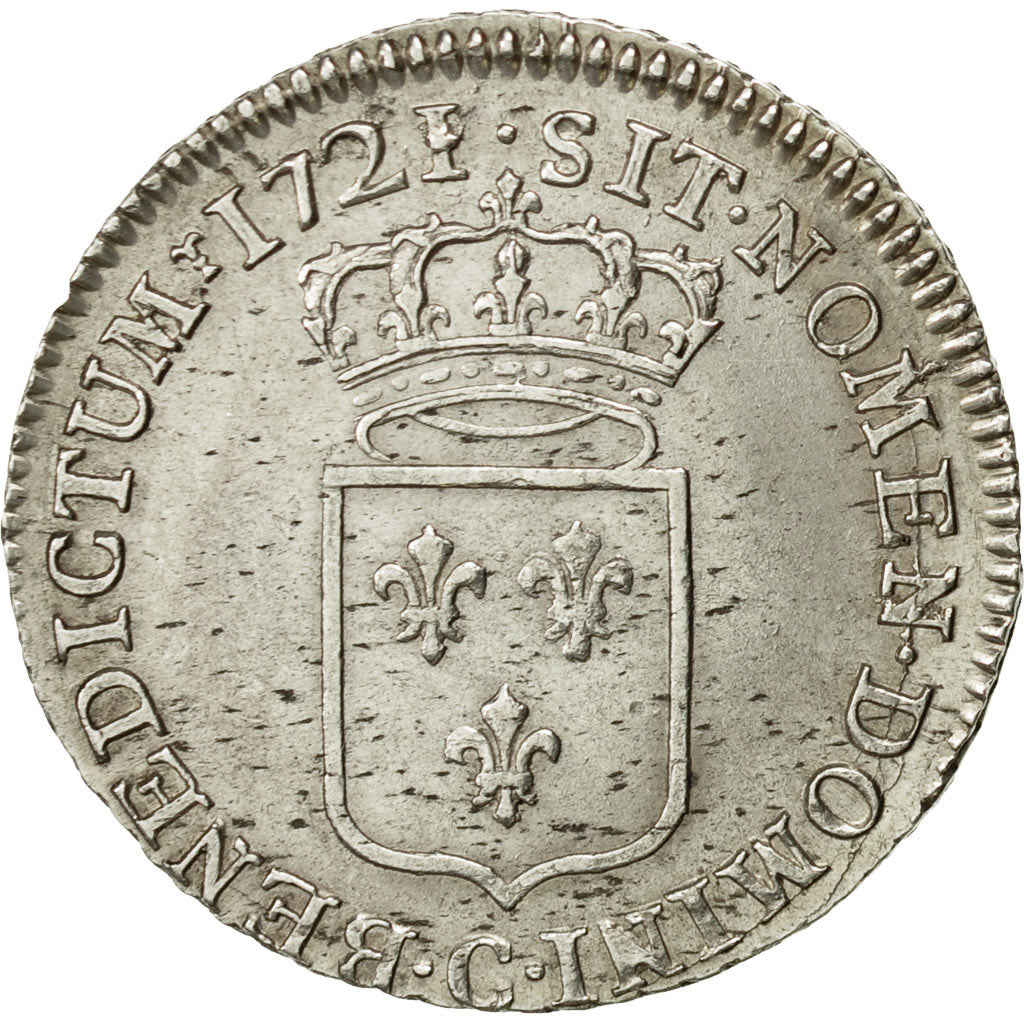 Munten, Frankrijk, Louis XV, 1/3 Écu de France, 1/3 Ecu, 1721, Caen, PR+